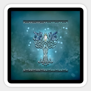 Wonderful celtic cross with crows Sticker